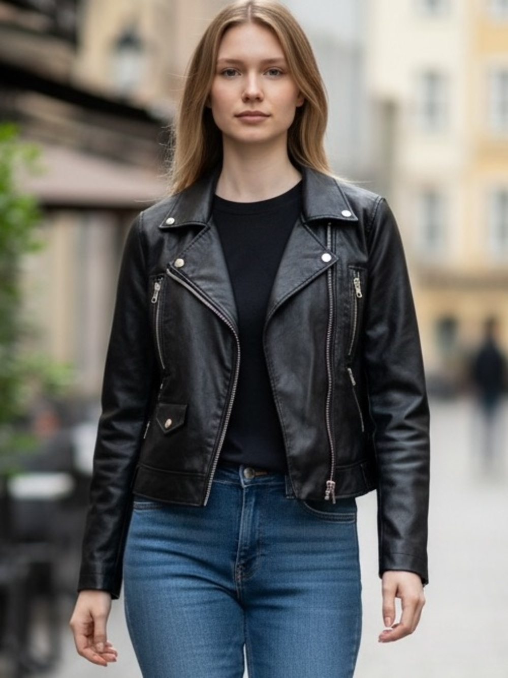 Love Tree Black Leather Moto Jacket